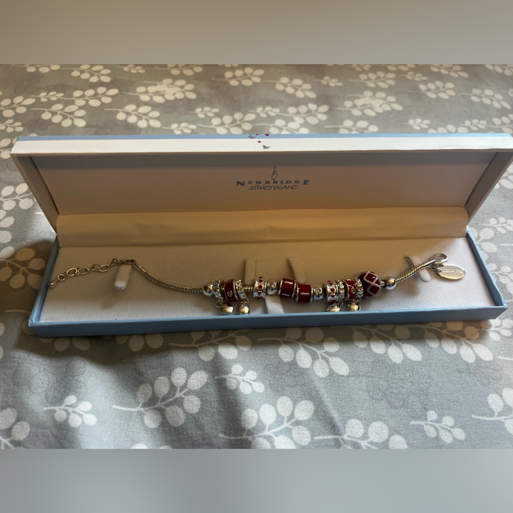 Newbridge Silverware Red and Silver Charm Bracelet